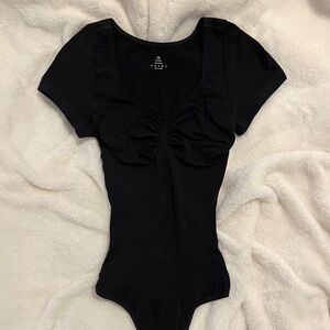 seamless sculpt brief thong black bodysuit slim fitted cinched waist